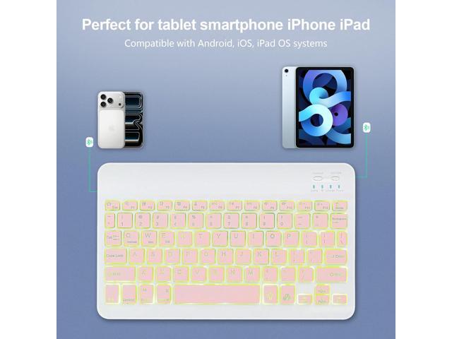 Backlit Bluetooth Keyboard Small Portable Wireless Keyboard Rechargeable Illuminated for Android Samsung Tablet Cell Phone Smartphone iPad A16 11th...