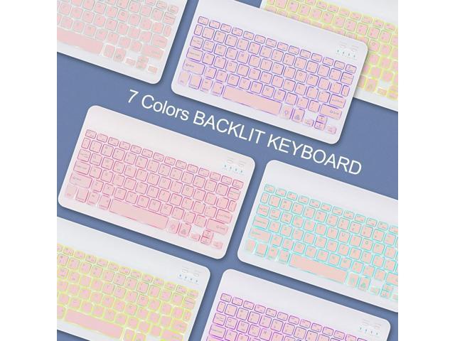 Backlit Bluetooth Keyboard Small Portable Wireless Keyboard Rechargeable Illuminated for Android Samsung Tablet Cell Phone Smartphone iPad A16 11th...