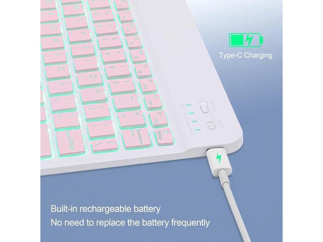Backlit Bluetooth Keyboard Small Portable Wireless Keyboard Rechargeable Illuminated for Android Samsung Tablet Cell Phone Smartphone iPad A16 11th...