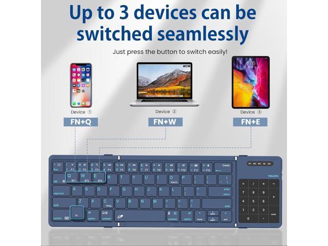 Nillkin Pocket Foldable Wireless Keyboard with Touchpad Number Pad for Travel Trip Meeting for Tablets Fold Phone Laptop PC, Full Size (Small)...