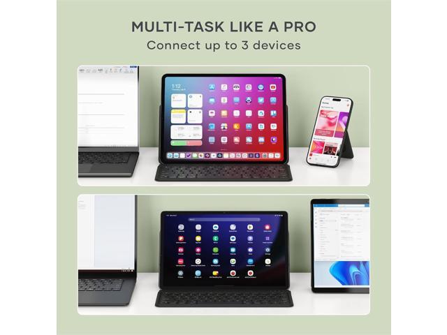 Satechi OntheGo Bluetooth Keyboard with Adjustable Stand, Connect up 3 Devices, USB C Rechargeable Battery, Compact and Portable Keyboard for iPad,...