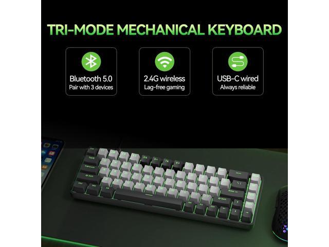 TMKB T68 60% Wireless Mechanical Gaming Keyboard, Tri-Mode BT5.0/2.4GHz/USB-C with Red Linear Switch, RGB Backlight, Anti-Ghosting, Compact 68...