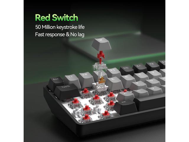 TMKB T68 60% Wireless Mechanical Gaming Keyboard, Tri-Mode BT5.0/2.4GHz/USB-C with Red Linear Switch, RGB Backlight, Anti-Ghosting, Compact 68...