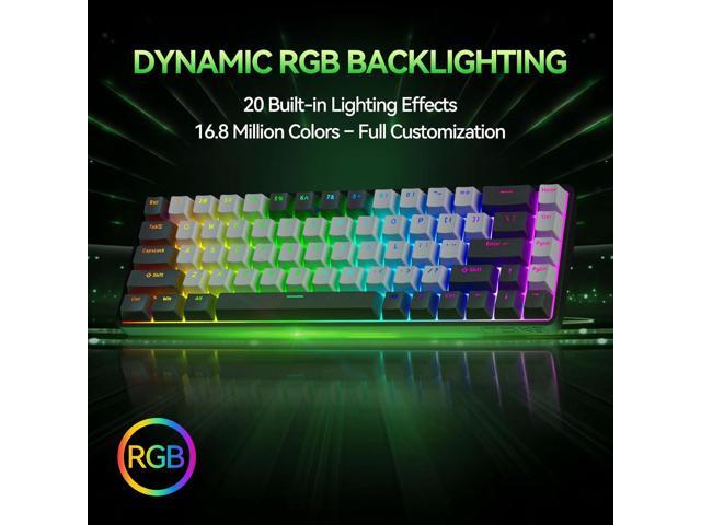 TMKB T68 60% Wireless Mechanical Gaming Keyboard, Tri-Mode BT5.0/2.4GHz/USB-C with Red Linear Switch, RGB Backlight, Anti-Ghosting, Compact 68...