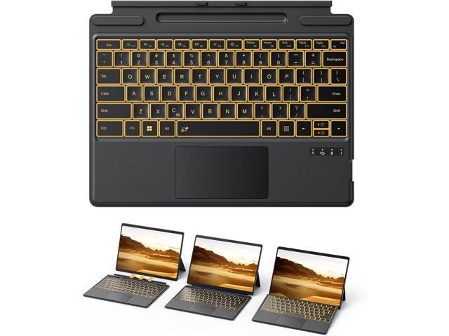 TECURS Bluetooth Keyboard for Microsoft Surface Pro 11/10/9/8/X (13') - Charging Via Type-C Cable(Included), 7-Color Backlit, Trackpad, Pencil...