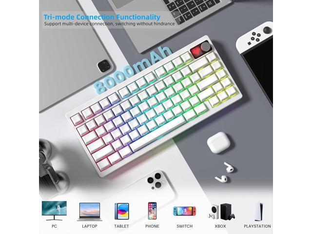 Womier 75% Wireless Mechanical Gaming Keyboard with Knob & Dot-matrix Display Bluetooth5.0/2.4GHz/USB C Thocky Creamy Keyboard for PC Computer,...