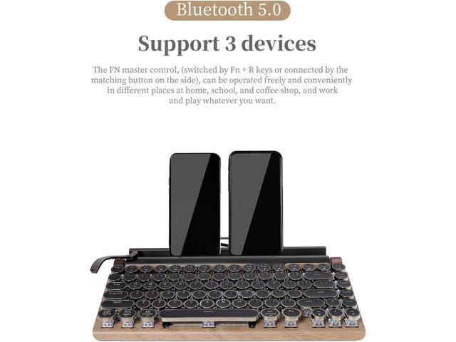 83-Key Mechanical Keyboard - Retro Typewriter Wireless Bluetooth Gaming Keyboard, Anti-Ghosting Blue Switch (Wood)