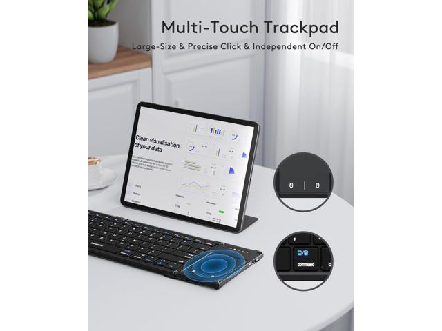 Samsers Foldable Bluetooth Keyboard with Touchpad, Full-Size Wireless Folding Keyboards with Holder, Rechargeable Portable Travel for iOS Windows...