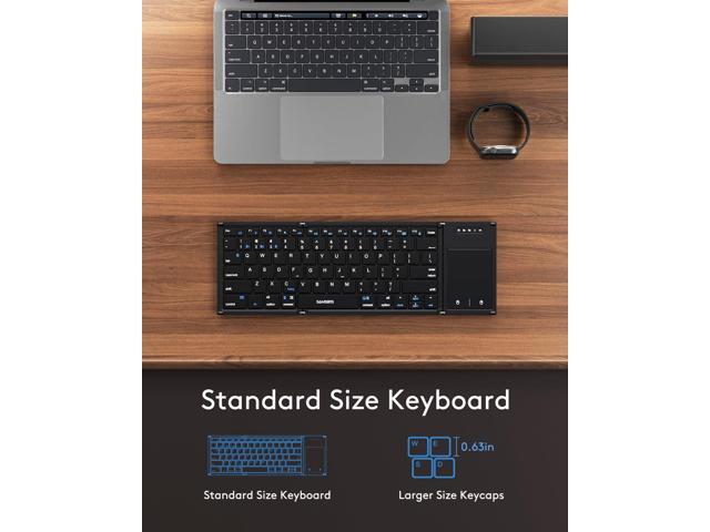 Samsers Foldable Bluetooth Keyboard with Touchpad, Full-Size Wireless Folding Keyboards with Holder, Rechargeable Portable Travel for iOS Windows...