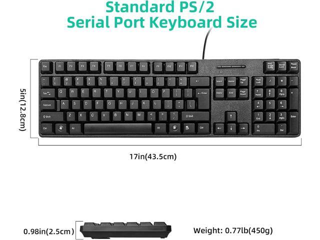 Wired PS2 104 Keys Computer Keyboard with Stands,Waterproof - US Layout Compatible for Windows, PC, Laptop