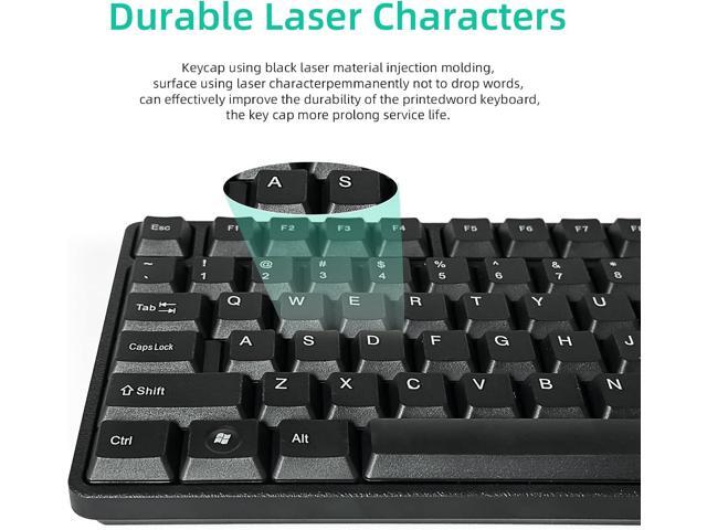 Wired PS2 104 Keys Computer Keyboard with Stands,Waterproof - US Layout Compatible for Windows, PC, Laptop
