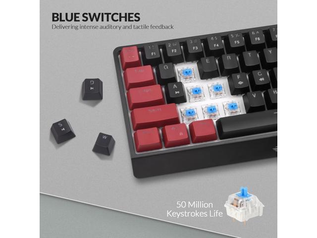 Rii RK806 60% Mechanical Gaming Keyboard,61 Keys Compact Wired Keyboard with RGB Backlight,Clicky Blue Switch,Anti-ghosting,for Windows Laptop PC...