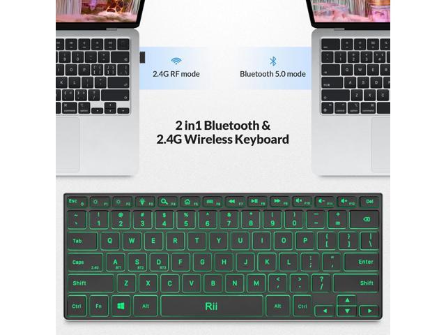 Rii Wireless Keyboard,Bluetooth Keyboard(2.4G+BT5.0),RGB Backlit,Rechargeable with Aluminum Alloy Case for Tablet,Surface,PC,Laptop with Windows...