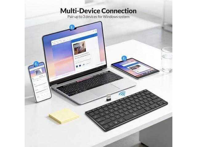 Rii Wireless Keyboard,Bluetooth Keyboard(2.4G+BT5.0),RGB Backlit,Rechargeable with Aluminum Alloy Case for Tablet,Surface,PC,Laptop with Windows...