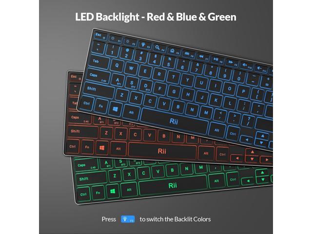 Rii Wireless Keyboard,Bluetooth Keyboard(2.4G+BT5.0),RGB Backlit,Rechargeable with Aluminum Alloy Case for Tablet,Surface,PC,Laptop with Windows...