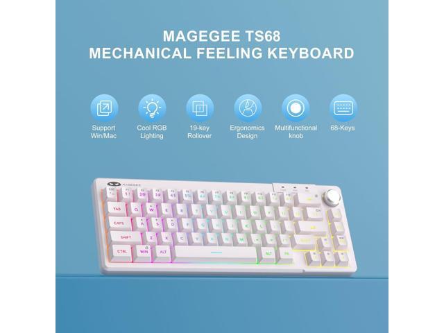 MageGee Mini 60% Gaming Keyboard, RGB Backlit Ultra-Compact Keyboard, TS68 Ergonomic Waterproof Mechanical Feeling Office Computer Keyboards for...