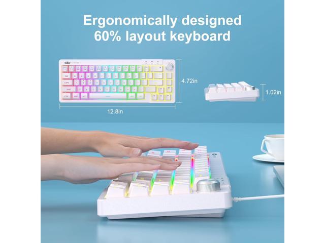 MageGee Mini 60% Gaming Keyboard, RGB Backlit Ultra-Compact Keyboard, TS68 Ergonomic Waterproof Mechanical Feeling Office Computer Keyboards for...