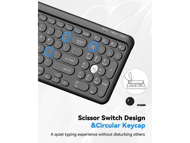 TECKNET Wireless Keyboard Bluetooth & 2.4G USB, Up to 4-Device Connection, USB C Rechargeable Battery, Quiet Typing, Compact Layout, 7° Ergonomic...