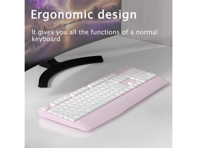 Wireless Bluetooth Keyboard with Wrist Rest, 2.4GHz & Bluetooth Dual-Mode Full-Sized Ergonomic Wireless Keyboard for Windows, iPad, macOS, and...