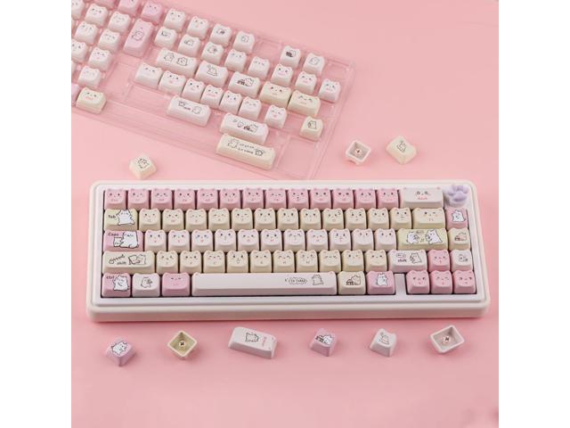 PBT Keycaps 145 Keys Cute Keycap Dye-Sublimation Lazy Cat Keycaps Mao Profile Custom Keycap for Cherry Gateron MX Swithes Mechanical Gaming Keyboards