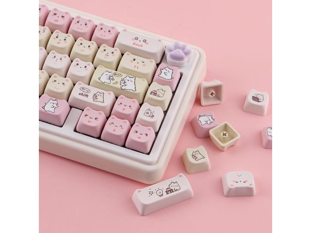PBT Keycaps 145 Keys Cute Keycap Dye-Sublimation Lazy Cat Keycaps Mao Profile Custom Keycap for Cherry Gateron MX Swithes Mechanical Gaming Keyboards