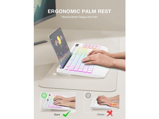 Wireless Keyboard with 9 Effects Backlits, Wrist Rest, Phone Holder, Rechargeable Ergonomic Computer Keyboard with Silent Keys, 2.4G Lag-Free...