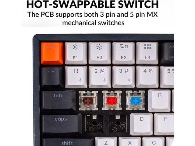 Keychron K2 75% Layout 84 Keys Hot-swappable Bluetooth Wireless/USB Wired Mechanical Keyboard with Super Brown Switch/Double-Shot Keycaps/RGB...