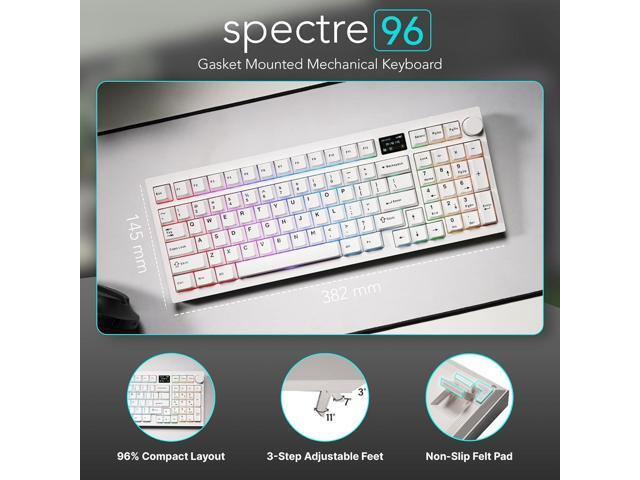 TECWARE Spectre 96% RGB Mechanical Gaming Keyboard Customizable LCD Screen Tri-Mode Wireless with Knob Gasket Mount South Face 5-Pin...