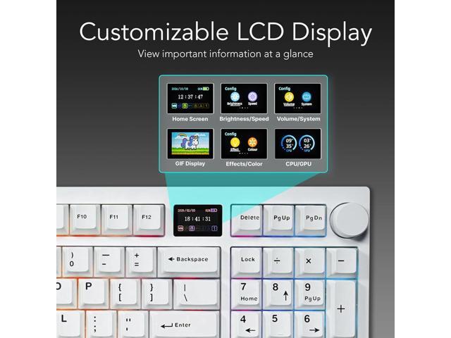 TECWARE Spectre 96% RGB Mechanical Gaming Keyboard Customizable LCD Screen Tri-Mode Wireless with Knob Gasket Mount South Face 5-Pin...