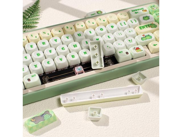 Sumgsn PBT Keycaps, Moa Profile Keycap, Cute Round Kawaii Keyboard Keycap, 141 Keys Matcha Green Frog Keycaps, Dye-Sublimation Keycap Set for...