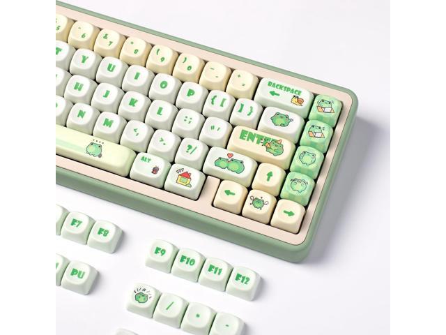 Sumgsn PBT Keycaps, Moa Profile Keycap, Cute Round Kawaii Keyboard Keycap, 141 Keys Matcha Green Frog Keycaps, Dye-Sublimation Keycap Set for...