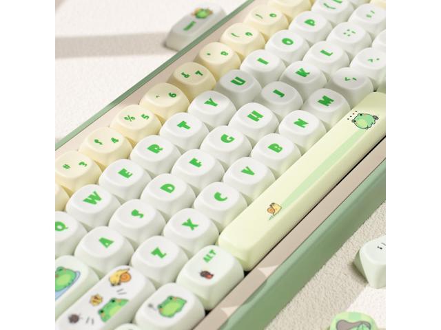 Sumgsn PBT Keycaps, Moa Profile Keycap, Cute Round Kawaii Keyboard Keycap, 141 Keys Matcha Green Frog Keycaps, Dye-Sublimation Keycap Set for...