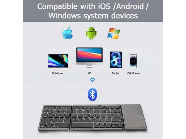 Foldable Bluetooth Keyboard with Touchpad, Ultra Slim Portable Wireless Keyboard with Rechargeable Battery for Android Windows iOS Tablets...