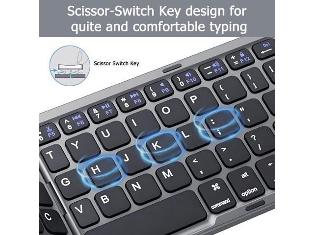 Foldable Bluetooth Keyboard with Touchpad, Ultra Slim Portable Wireless Keyboard with Rechargeable Battery for Android Windows iOS Tablets...
