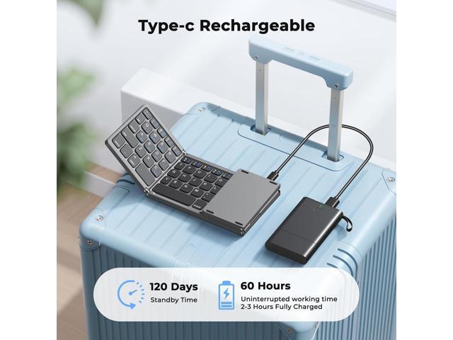 Foldable Bluetooth Keyboard, Wireless Portable Keyboard with Numeric Keypad, Rechargeable Pocket-Sized Travel Keyboards for Windows, iOS, Android...