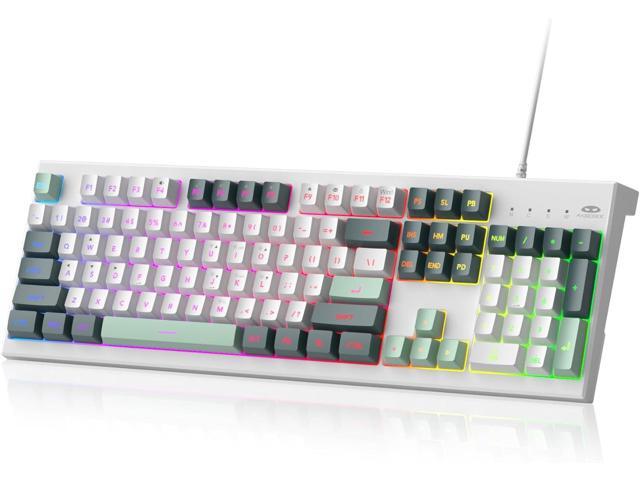 MageGee Creamy Keyboards,K2 Classic Keyboard Wired RGB Backlit 104 Keys Waterproof Ergonomic Keyboard,PC Keyboards for PC/loptop/MAC-Geeen