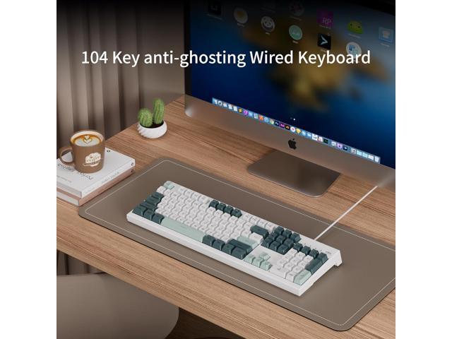 MageGee Creamy Keyboards,K2 Classic Keyboard Wired RGB Backlit 104 Keys Waterproof Ergonomic Keyboard,PC Keyboards for PC/loptop/MAC-Geeen