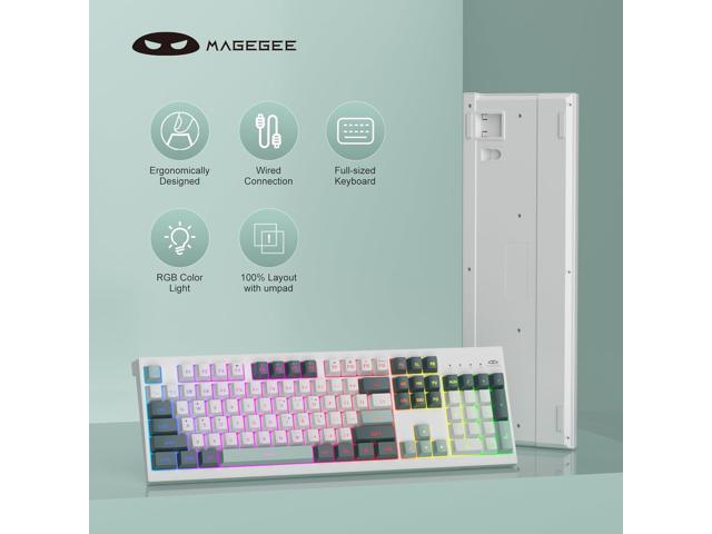 MageGee Creamy Keyboards,K2 Classic Keyboard Wired RGB Backlit 104 Keys Waterproof Ergonomic Keyboard,PC Keyboards for PC/loptop/MAC-Geeen