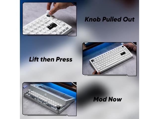 MONSGEEK M1 V5 Aluminum Mechanical Keyboard 75% Quick Release Gaming Keyboard Blcak on White with Knob 8000 mAh RGB Hot-swappable Pre-lubed Mirror...