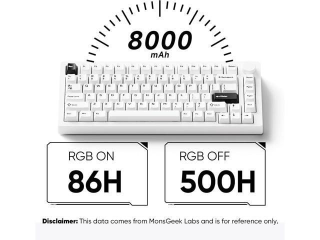 MONSGEEK M1 V5 Aluminum Mechanical Keyboard 75% Quick Release Gaming Keyboard Blcak on White with Knob 8000 mAh RGB Hot-swappable Pre-lubed Mirror...