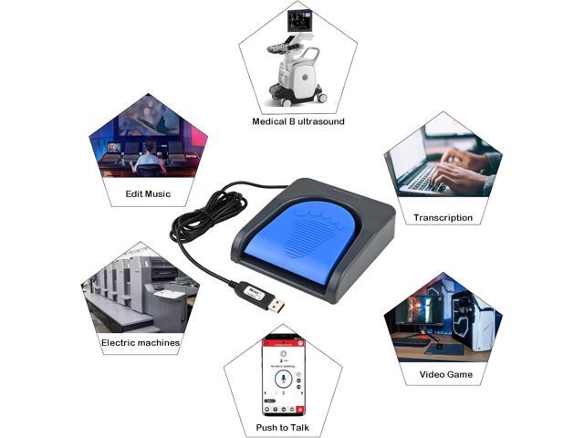 iKKEGOL Upgraded USB Single Foot Pedal Switch Control One Key Footswitch Program Customized Computer Keyboard Mouse Game Action HID (Blue Pedal)