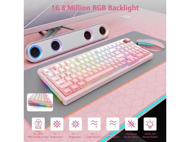E-YOOSO Wireless Bluetooth Keyboard, Creamy Keyboard with Number Pad, Mechanical Gaming Keyboard with Knob, Hot Swappable Pre-lubed Linear...
