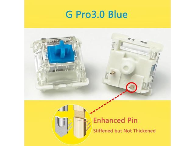 Gateron G Pro 3.0 Blue Switches for Mechanical Keyboard,3-Pin 60gf Clicky/Pre-Lubed/Pin-Enhanced Switches(108pcs,Blue)