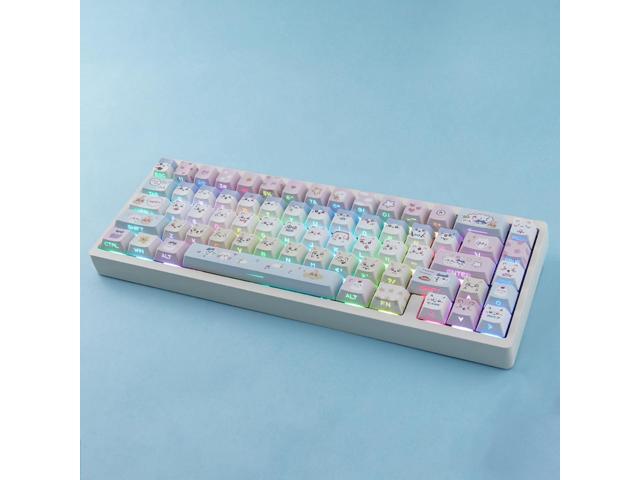 PBT Keycaps - Side Printed Keycap Set,136 Keys Shine Through Cute Kawaii Cat Keycaps, Cherry Profile Custom Keyboard Keycap for Cherry MX Switches...