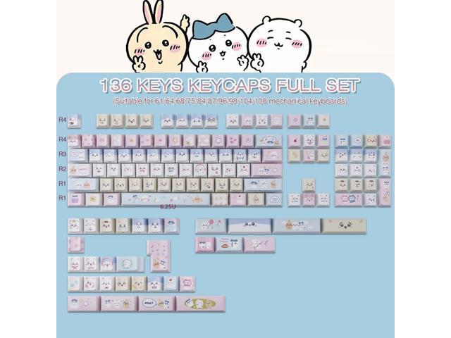 PBT Keycaps - Side Printed Keycap Set,136 Keys Shine Through Cute Kawaii Cat Keycaps, Cherry Profile Custom Keyboard Keycap for Cherry MX Switches...