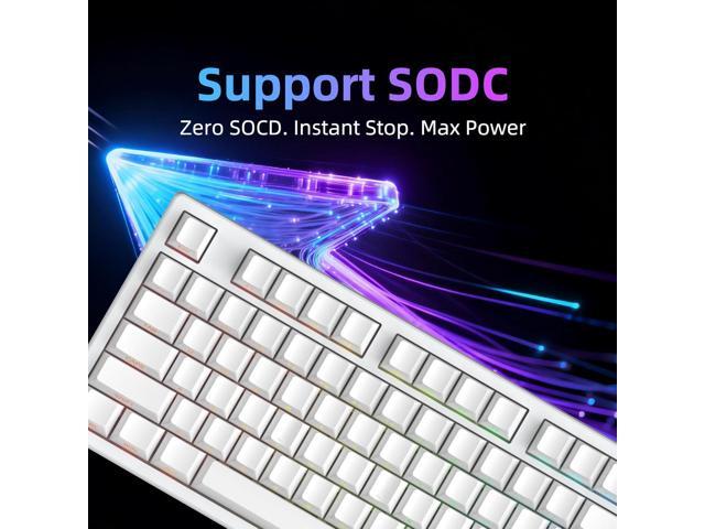 FE87 V2 Wired TKL Layout Mechanical Keyboard, Support SODC, Gasket Structure, Hot Swappable, Gaming Keyboard (White/Crystal Snow Switch)