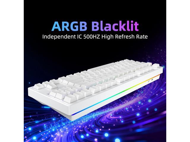 FE87 V2 Wired TKL Layout Mechanical Keyboard, Support SODC, Gasket Structure, Hot Swappable, Gaming Keyboard (White/Crystal Snow Switch)