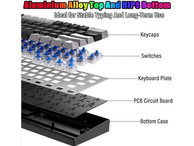 60% Compact Small Wired Portable Mechanical Keyboard,22 RGB Backlit,Blue Switch,CNC Aluminum,Hot Swappable Socket,PBT wear-Resistant keycaps,Ideal...