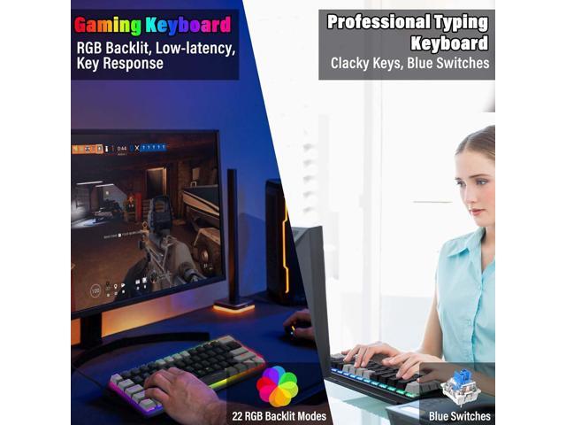 60% Compact Small Wired Portable Mechanical Keyboard,22 RGB Backlit,Blue Switch,CNC Aluminum,Hot Swappable Socket,PBT wear-Resistant keycaps,Ideal...