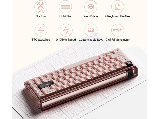 MelGeek MADE68 Pro Wired Gaming Keyboard, Magnetic Keyboard with Hall Effect, 65% Compact Rapid Trigger, Hot-Swappable, RGB Snap Tap & Adjustable...